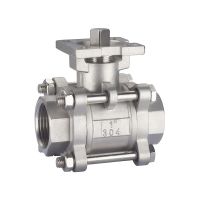 DN15/DN20/DN25 SS304 Stainless Steel High Platform Three Piece Ball Valve Female Thread Plumbing Valves