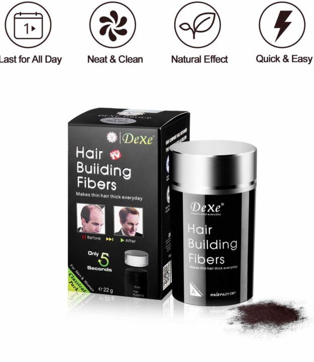 dexe-hair-building-fibers-22g-no-5-สี-light-brown-ผงไฟเบอร์-ปิดผมบาง-ที่ปิดเหม่ง-ผงไฟเบอร์เพิ่มผมหนา-ปิดผมบาง-หัวล้าน-ผมบาง-ผมดูหนาทันที-เพิ่มเส้นผม-ปิดผม