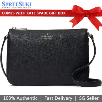 Kate Spade black medium zip wristlet leather bag NWT and box - $45 New With  Tags - From Rebecca