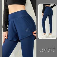 【hot sale】☾✹ C04 New style high waist and belly closing fake two piece fitness pants for women to wear fast dry running sports elastic tight Yoga Pants