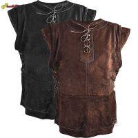 Mens Medieval Punk Vest Vikings Cosplay Archer Costume Adult Chest Body Armor Suede Larp Outfit Jerkin Coat Halloween For Men