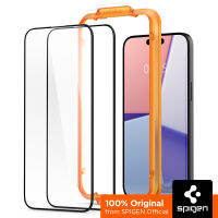 SPIGEN 2Pack Full Screen Protector for iPhone 15 Series [Align Master] Easy Alignment Tray for Full Coverage / iPhone 15 Pro Max, 15 Plus, 15 Pro, 15 Glass