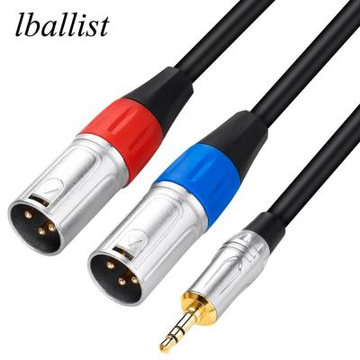 lballist Gold Plated 3.5mm Stereo Jack Male to Dual XLR Male OFC Aux Audio Cable Foil+Braided Shielded 1m 2m 3m