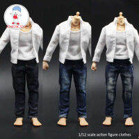 112 Scale เสื้อเสื้อกั๊กกางเกงยีนส์สีดำสีขาวสำหรับ6นิ้วทหาร SHF 3A Action Figures Clothes