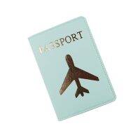 Business Travel Passport Holder Cover Hot Stamping Plane หนังเทียม Thin Slim Wallet ID Card Case With Card Slot