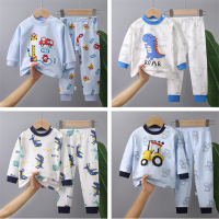 TINGQI Toddler Baby Boys Long Sleeves Pyjamas Sets Terno Cute Dinosaur Animals Print T-shirt Tops + Pants Trousers Autumn 2Pieces Kids Clothing Set Sando For 0 1 2 3 4 5 6 7 Years