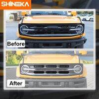 SHINEKA รถภายนอกด้านหน้าแทรก Grille Grills ตาข่ายตกแต่งสำหรับ Ford Bronco 2023 UP 4ประตูอุปกรณ์เสริม