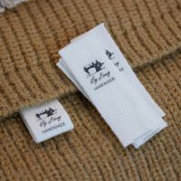 Custom Twill Clothing Label-Personalized Brand Organic Cotton Tags Logo or Text  Sewing Machine  Washable Cream Label(2033) Stickers Labels