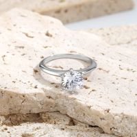 แหวนเพชรกะรัต Women2แบรนด์หรูสเตอร์ลิงของ S925เรียบง่ายและใจกว้างของขวัญแต่งงานขอแต่งงาน