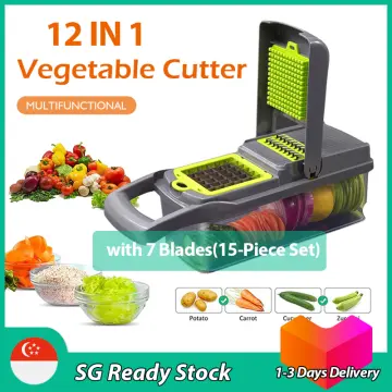 12 In 1 Vegetable Chopper Mandolin Slicer Vegetable Chopper With Container  Fruit And Vegetable Chopper Tomato Potato Garlic Vegetable Carrot - Black G