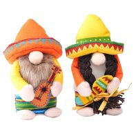 2Pcs Fiesta Gnome Couple Cinco De Mayo Tomte for Mexican Taco Tuesday Elf Dwarf for Home Kitchen Tiered Tray Decorations