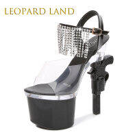 LEOPARD LAND รองเท้าแตะผู้หญิงรุ่นรถเซ็กซี่ Rhinestone พู่10367 Series 17ซม. ส้น7ซม. Platfrom LFD