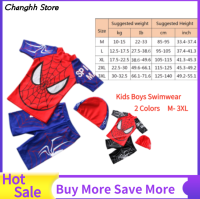 ✧✸☽ xing lu nan Changhh [Ready stock]Swimwear for baby 3Pcs/Set Kids Boys Swimwear Top Pants Swimming Cap Swimsuit with Cartoon Pattern