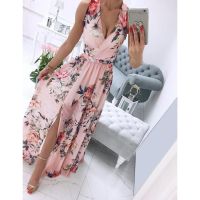 jkk Womens Sundress Fashion Floral Pleated V Neck Print