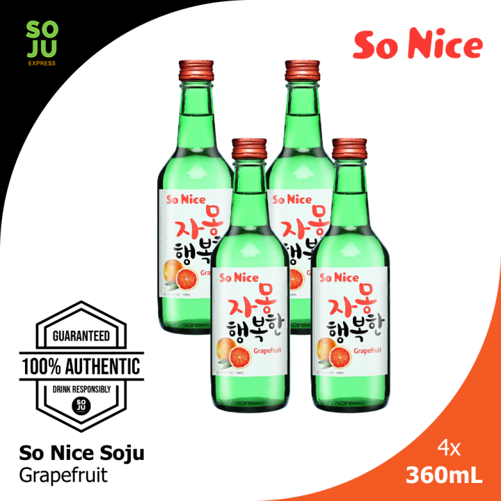 So Nice Soju Grapefruit 360ml x 4 Lazada PH