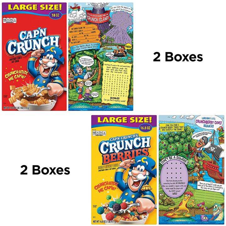 Cap'n Crunch Cereal, Original & Crunch Berries Variety Pack, Large Size