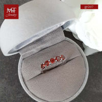 MT แหวนพลอยแท้ โกเมน (Garnet) ตัวเรือนเงินแท้ ชุบทองคำขาว  Natural Gemstone Silver Ring (gr207) ไซส์ : 54, 55, 60 MT Jewelry (มณีธารา)