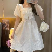 COD DSFGRDGHHHHH summer dress white dress midi dress formal dress Sexy Korean retro casual dress puff sleeve dress wedding dress Graduate dress beige dress