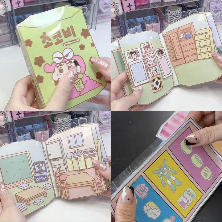 cod-หนังสือการ์ตูน-หนังสือเงียบ-sanrio-kulomi-melody-crayon-ขนาดเล็กใหม่-cinnamoroll-วัสดุหนังสือเกมหนังสือของเล่น-sanrio-ทำด้วยมือสำหรับเด็ก-diy-ของเล่นสําหรับเด็ก