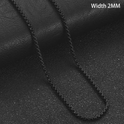 JDY6H 2/3/4/5mm Fashion Black Color Stainless Steel Chain Men Box Chain Ladies Necklace Jewelry Gift Bracelet