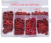 ☋ 500Pcs/set M2 M2.5 M3 M4 M5 M6 Steel Flat Pad Insulation Washers Red Paper Meson Gasket Spacer Insulating Spacers Kit HW050