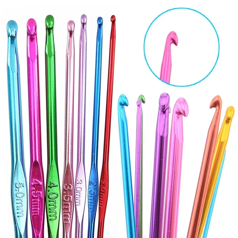 Metal Knitting Needles Crochet Hooks Handmade DIY Hand Craft Yarn Hook  Weave Sweater 2/3/4//5//6/6.5/7/8/9/10mm Sewing Tools