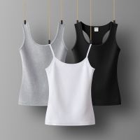 [A LIKE] Womens Cotton Camis Solid Color Straightsolid Color Crop Lower Cut Top For LadiesVest Summer