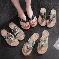 2022 New Summer Fashion Design Weave Women Beach Flip-Flops Non-Slip Flat Ladies Outdoor Soft Slippers Womens Simple Flip-Flop