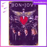 Bon Jovi Pop Band แผ่นป้ายสัญลักษณ์สังกะสีแผ่นโลหะวินเทจสำหรับบาร์คาเฟ่คลับโปสเตอร์