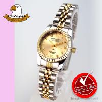 AMERICA EAGLE Watch นาฬิกาข้อมือผู้หญิง กันน้ำ สายสแตนเลส รุ่น AE8001L - GoldSilver/Gold