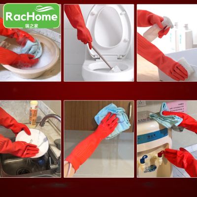 Household Scrubber Lengthen Dishwashing Cleaning Gloves 1pair 38/45cm Warm Kitchen Clean Tool Silicone Rubber Dish Washing Glove Safety Gloves