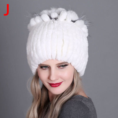 Winter Fur Hats F Women Natural Rex Rabbit Cap Russian Female Fur Headgear Warm Beanies Caps Fox Fur Kniting Hat W Ear Protec