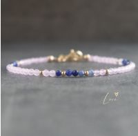 Self Love Bracelet with Rose Quartz &amp; Sodalite, Self Gift, Dainty Crystal Bracelets