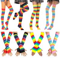 【Sock shop】ลายถุงน่องยาวเซ็กซี่สายรุ้งอบอุ่น Medias ต้นขาถุงเท้าสูงตลกหญิงสาวแฟชั่นใหม่ฮาโลวีนหนากว่าเข่าถุงเท้า