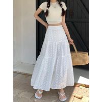 ♕ﺴ☃ 62054 Back Elastic Waist Embroidered White Skirt