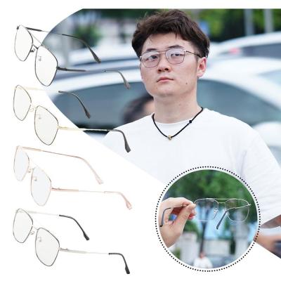 Anti Blue Light Color Changing Glasses Metal Retro Beam Finished Glasses Mens Glasses Box Student Double Frame R5U9