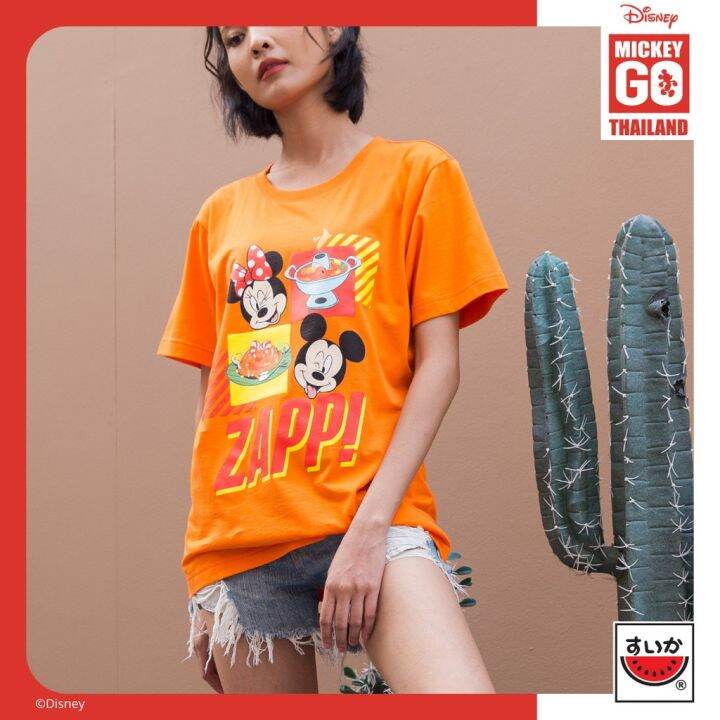 เสื้อแตงโม-suika-mickey-go-thailand-เสื้อยืดคอกลม-พิมพ์ลาย-mickey-and-minnie-zaap-mk-o-006-s-5xl