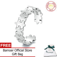 BAMOER เครื่องประดับ Unisex แฟชั่นแหวนปริศนา925เงินสเตอร์ลิงแบบปรับได้ SCR925ของขวัญคู่รัก