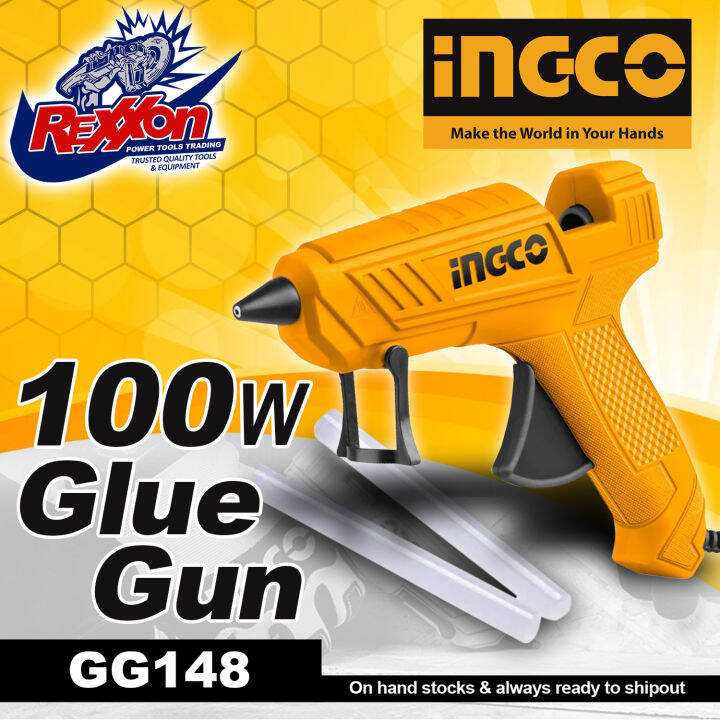 INGCO 100W Glue Gun with 2 11.2mm Glue Stick GG148 Rexxon Power Tools