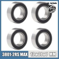 4Pcs 3801-2RS MAX Bearing 12*21*7 mm Double Row Full Balls Bicycle Suspension Pivot Repair Parts 3802 2RS Ball Bearings Axles  Bearings Seals