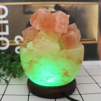 ♂ Excellent Night Light Plug Play Decorative Eco-friendly Color Changing Natural Salt Lamp with Wooden Base