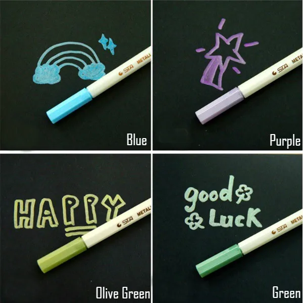 STA 10 Colors Metallic Color Marker Pen Lazada PH