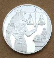 Egyptian Guardian of Death silver glating Anubis Commemorative Coin  Badge Medal Souvenir  Arts Gifts Souvenir Fashion Brooches Pins