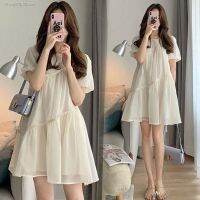 2023 summer new maternity wear outside fashion simple pure color long big yards in the dress with short sleeves