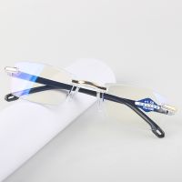 Rimless Reading Anti Blue Light Glasses Women Men Square Frameless Retro Clear Lens Presbyopic Reading glasses for women