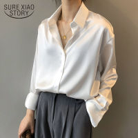 【YY】Autumn Fashion Button Up Satin Silk Shirt Vintage Blouse Women White Lady Long Sleeves Female Loose Street Shirts 11355