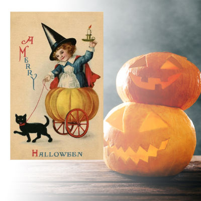Vintage Halloween Theme Postcard Adorable Exquisite Craftsmanship Postcard Gifts for Family Friends Neighbors