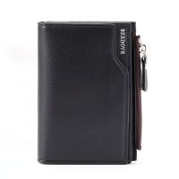 2023  Zipper Short Wallet Multifunctional Vertical Mini Wallet New Snap Button Retro Coin Purse Men PU Leather Card Holder