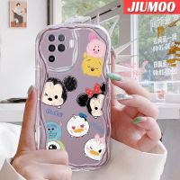 เคส JIUMOO สำหรับ OPPO A94 4G F19 Pro Reno 5F Reno 5 Lite เคสมิกกี้น่ารักลายการ์ตูนขอบเนื้อครีมนิ่มเคสมือถือกันกระแทกแบบใสสร้างสรรค์โปร่งใสลายกล้องถ่ายรูปฝาครอบป้องกันง่าย