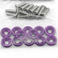 10pcs Purple Aluminum JDM Fender Washers and M6 Bolt Car Modified Hex Fasteners Fender Washer Bumper Engine Concave Screws Nails Screws Fasteners